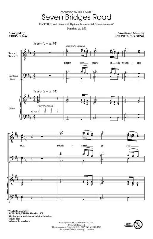 Stephen T. Young Seven Bridges Road (Arr. Kirby Shaw) Männerchor mit Begleitung