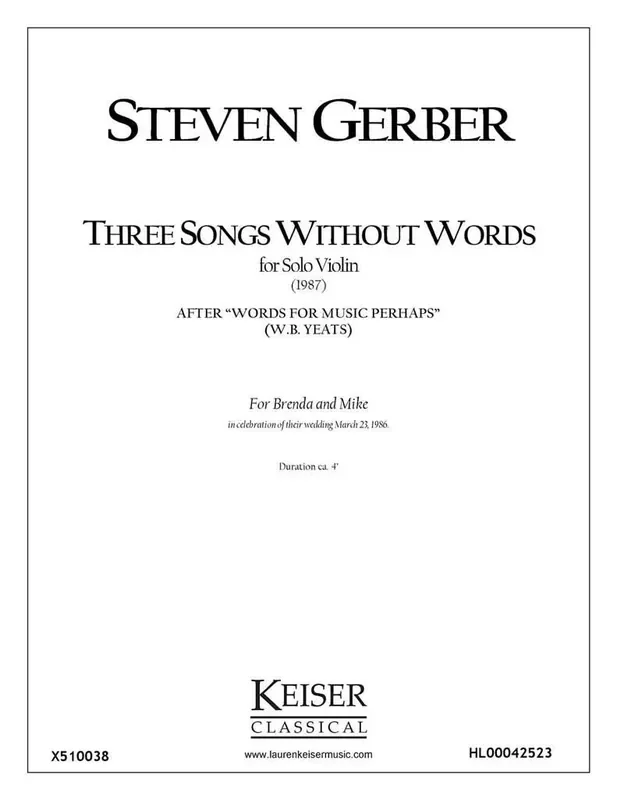 Steven R. Gerber Three Songs Without Words