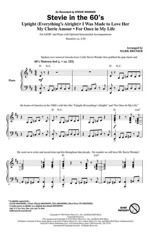 Stevie in the 60s (Arr. Mark Brymer) Gemischter Chor mit Begleitung