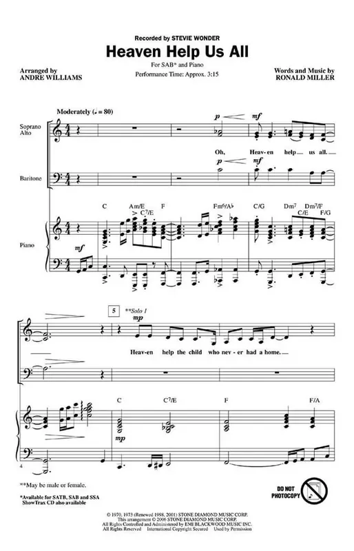 Stevie Wonder Heaven Help Us All (Arr. Andre Williams) Gemischter Chor mit Begleitung