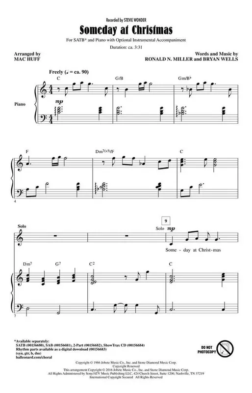 Stevie Wonder Someday At Christmas Gemischter Chor mit Begleitung