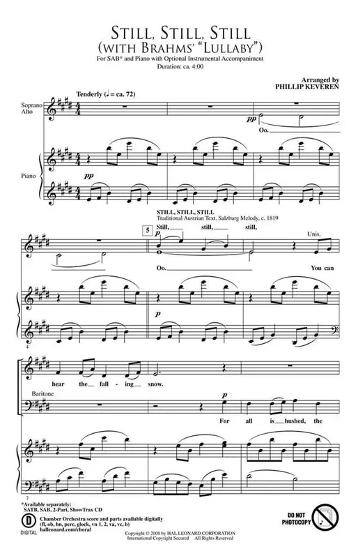 Still, Still, Still (with Brahms‘ Lullaby) (Arr. Phillip Keveren) Gemischter Chor mit Begleitung