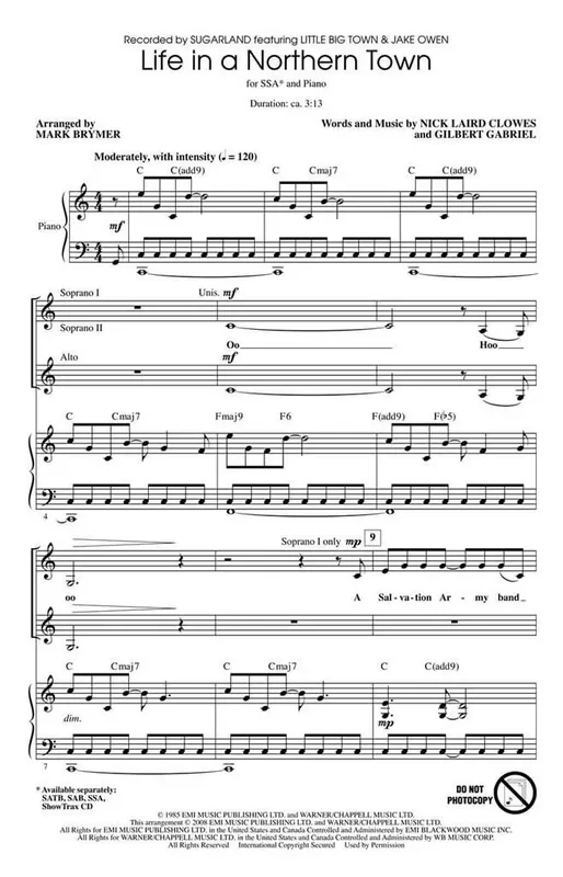 Sugarland Life in a Northern Town (Arr. Mark Brymer) Frauenchor mit Begleitung