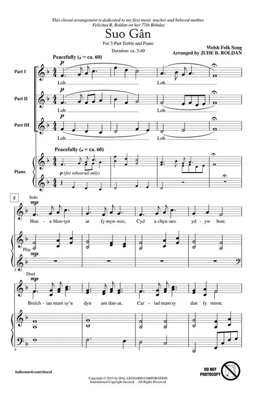 Suo G?n (Arr. Jude Roldan) Frauenchor mit Begleitung