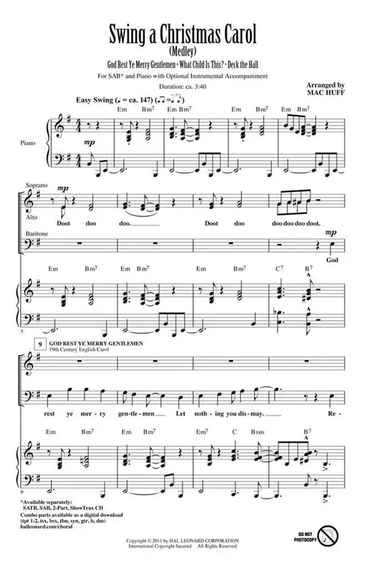 Swing a Christmas Carol (Medley) (Arr. Mac Huff) Gemischter Chor mit Klavier/Orgel