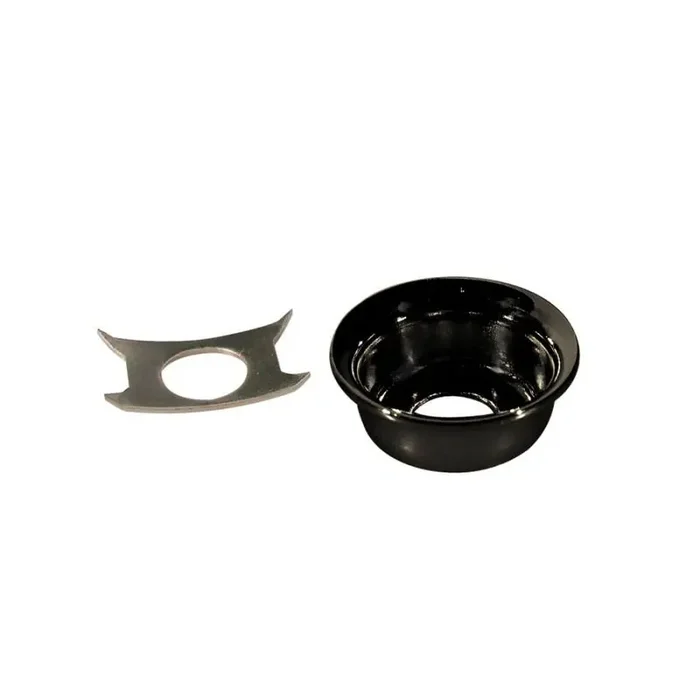 TE-model input cup, with retainer clip, black, metal