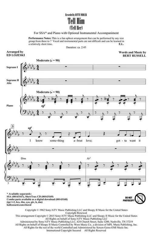 Tell Him (Arr. Ed Lojeski) Frauenchor mit Begleitung