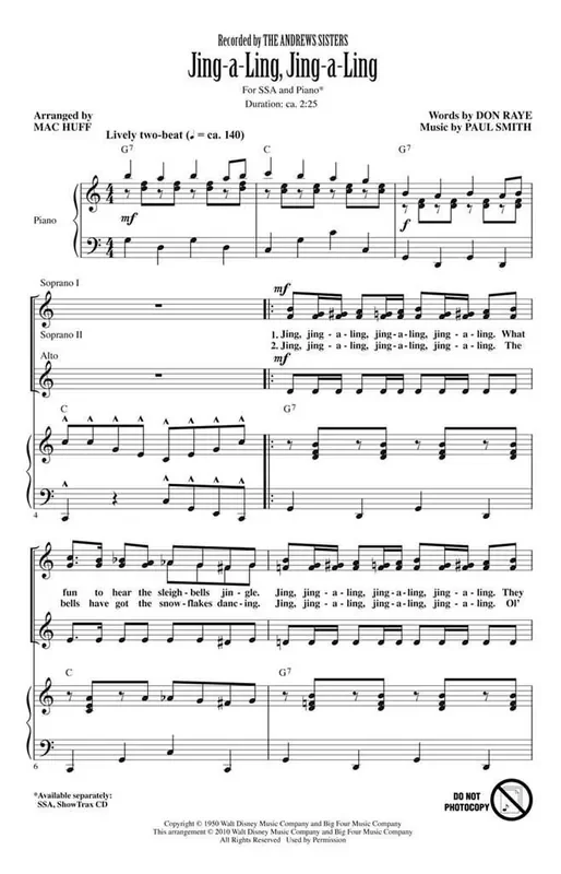 The Andrews Sisters Jing-a-Ling, Jing-a-Ling (Arr. Mac Huff) Frauenchor mit Klavier/Orgel