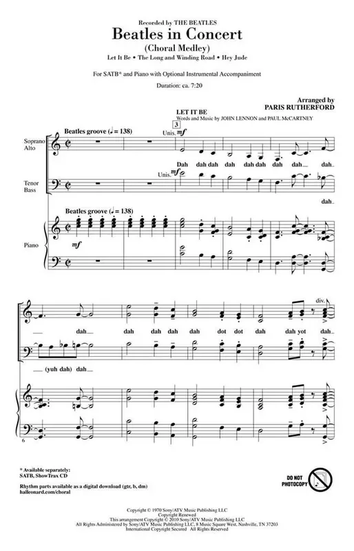The Beatles Beatles in Concert (Arr. Paris Rutherford) Gemischter Chor mit Begleitung