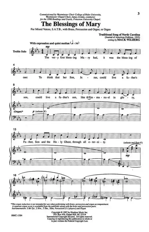 The Blessings Of Mary (Arr. Mack Wilberg) Gemischter Chor mit Klavier/Orgel
