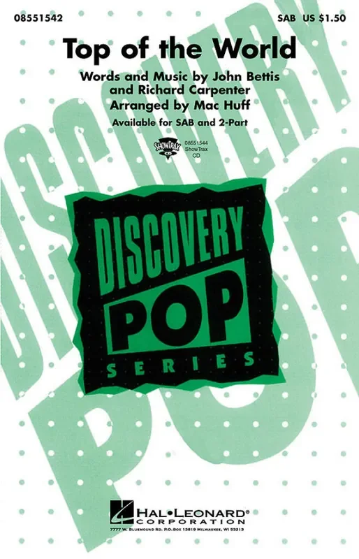 The Carpenters Top of the World (Arr. M Huff) Gemischter Chor mit Begleitung