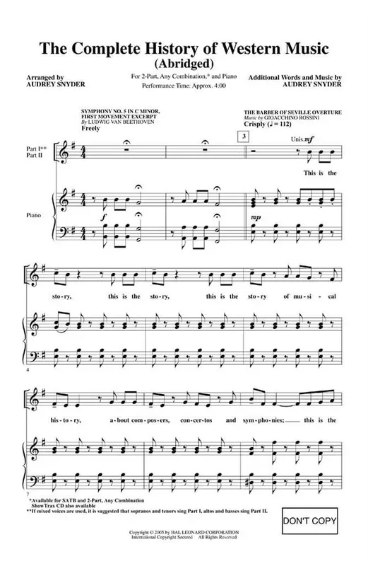 The Complete History of Western Music (Abridged) (Arr. Audrey Snyder) Frauenchor mit Klavier/Orgel