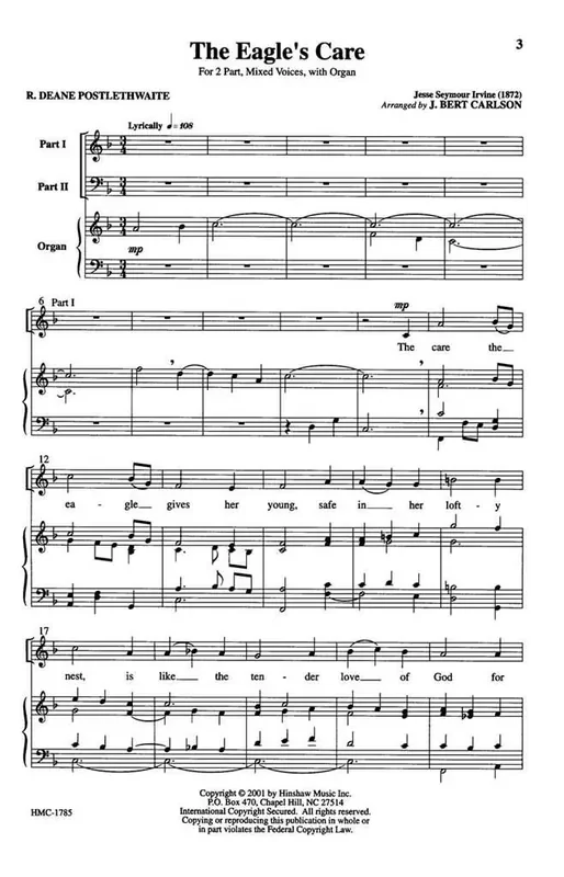 The Eagle‘s Care (Arr. J. Bert Carlson) Frauenchor mit Klavier/Orgel
