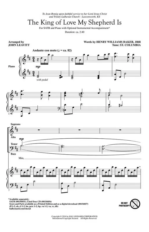 The King of Love My Shepherd Is (Arr. John Leavitt) Gemischter Chor mit Begleitung