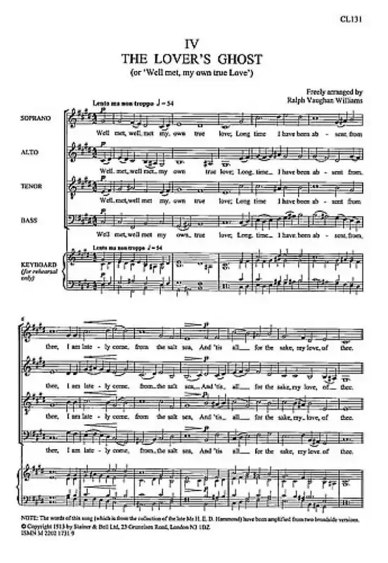 The Lover‘s Ghost Gemischter Chor mit Begleitung