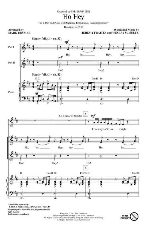 The Lumineers Ho Hey (Arr. Mark Brymer) Frauenchor mit Begleitung