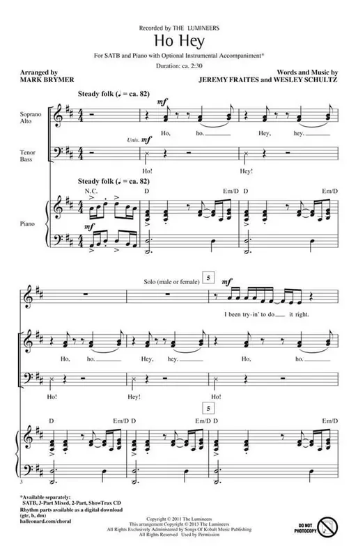 The Lumineers Ho Hey (Arr. Mark Brymer) Gemischter Chor mit Begleitung
