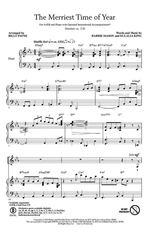 The Merriest Time of Year (Arr. Billy Payne) Gemischter Chor mit Begleitung