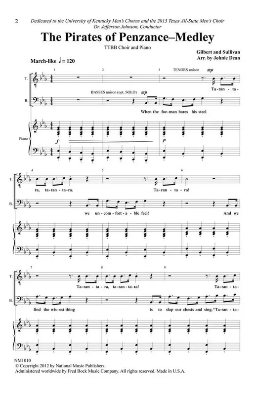 The Pirates of Penzance Medley (Arr. Johnie Dean) Männerchor mit Begleitung