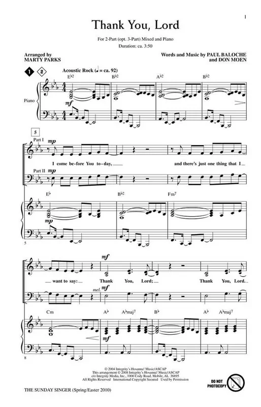 The Sunday Singer (Spring/Easter 2010) Gemischter Chor mit Begleitung