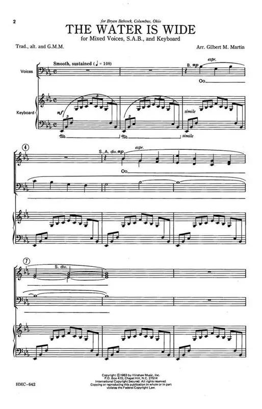 The Water is Wide (Arr. Gilbert M. Martin) Gemischter Chor mit Klavier/Orgel