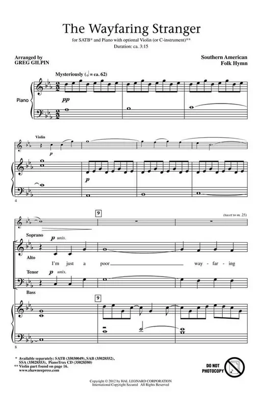 The Wayfaring Stranger (Arr. Greg Gilpin) Gemischter Chor mit Begleitung