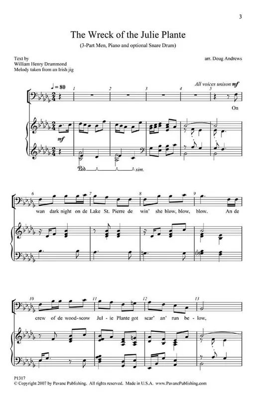 The Wreck of the Julie Plante (Arr. Doug Andrews) Männerchor mit Begleitung