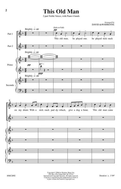 This Old Man (Arr. David De Warrenne) Frauenchor mit Klavier/Orgel
