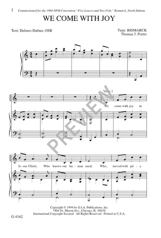 Thomas J. Porter We Come with Joy Gemischter Chor mit Klavier/Orgel