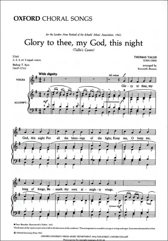 Thomas Tallis Glory To Thee My God This Night Gemischter Chor mit Begleitung