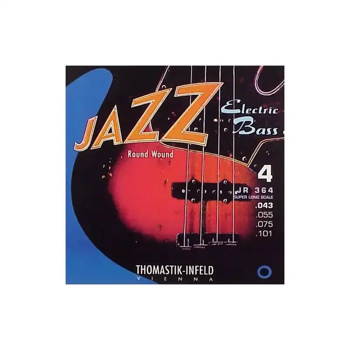 Thomastik Jazz snarenset basgitaar, nickel roundwound, 043-055-075-101, super longscale