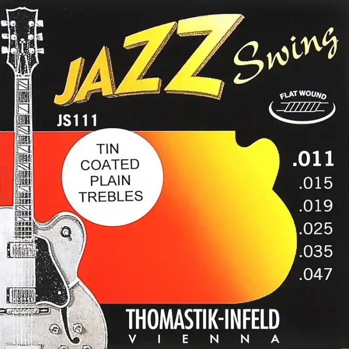 Thomastik Jazz Swing string set electric, nickel flatwound, 011T-015T-019-025-035-047 tinplated trebles