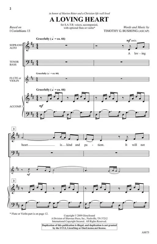 Timothy Bushong A Loving Heart Gemischter Chor mit Begleitung
