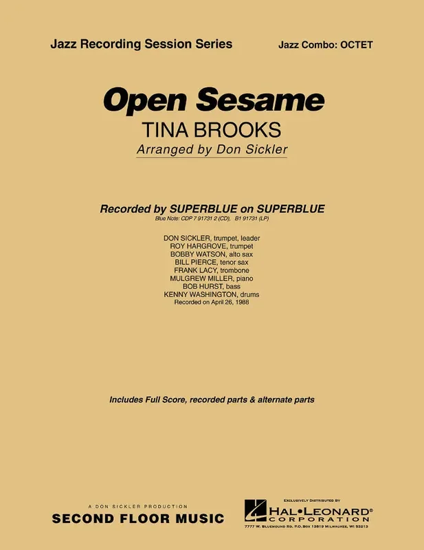 Tina Brooks Open Sesame (Arr. Don Sickler) Jazz Ensemble