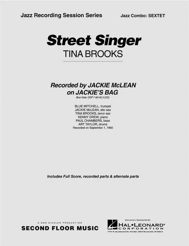 Tina Brooks Street Singer Jazz Ensemble