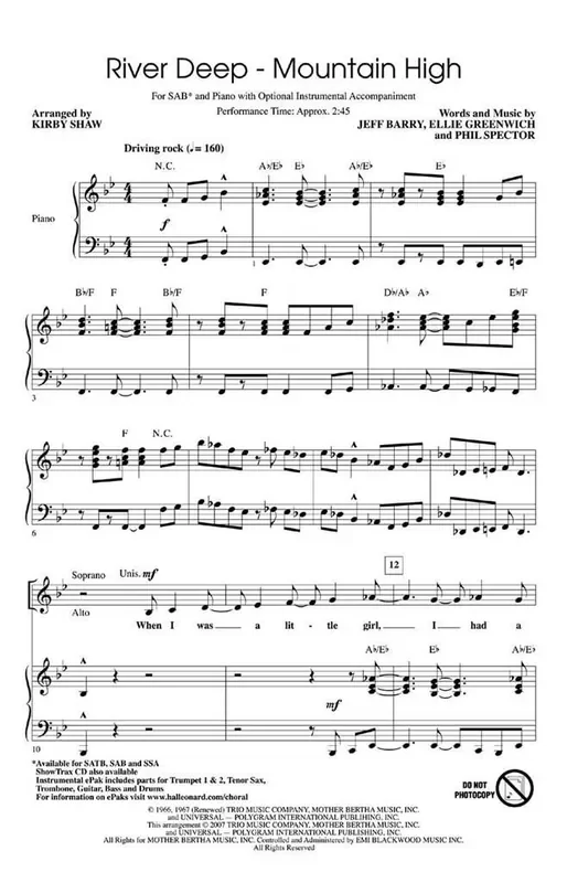 Tina Turner River Deep – Mountain High (Arr. Kirby Shaw) Gemischter Chor mit Begleitung