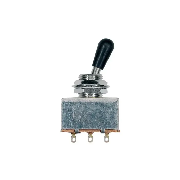 Toggle switch 3-way, nickel, block shape, black knob