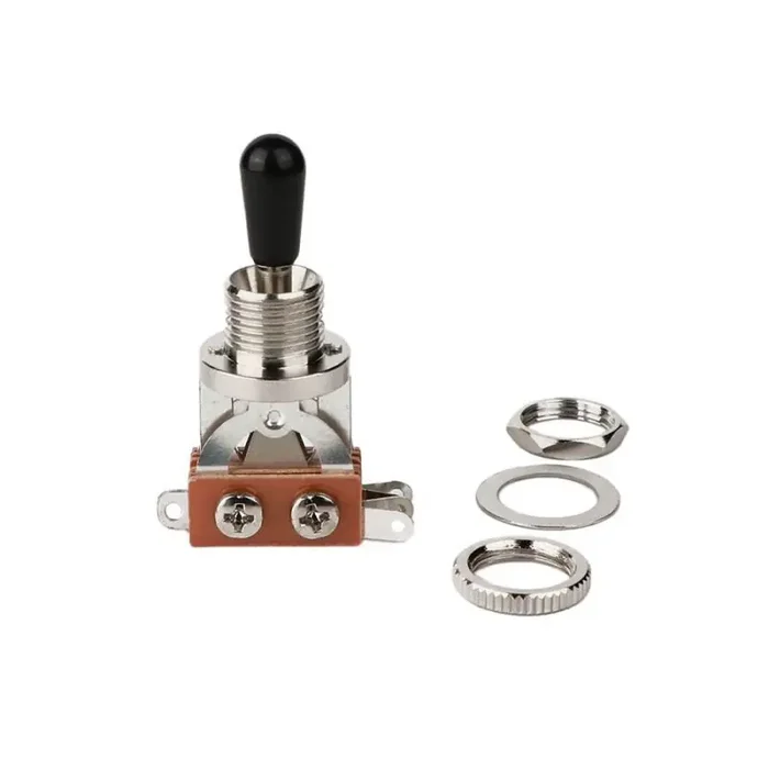 Toggle switch 3-way, open, nickel, black cap