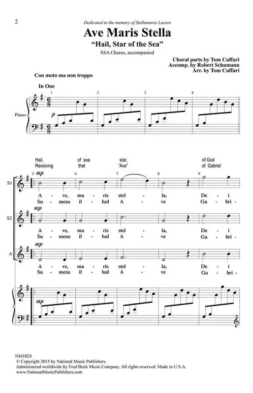 Tom Cuffari Ave Maris Stella Frauenchor mit Begleitung