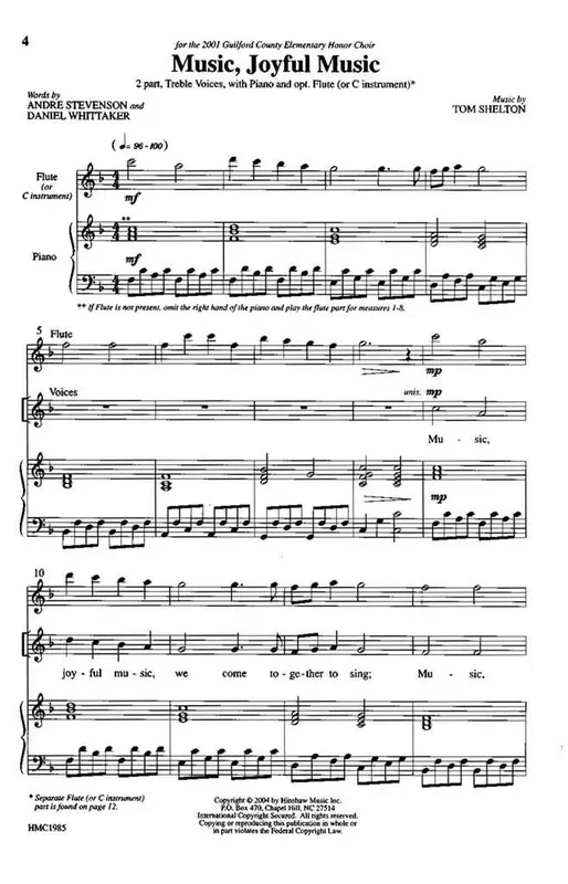 Tom Shelton Music, Joyful Music (Arr. Tom Shelton) Frauenchor mit Begleitung