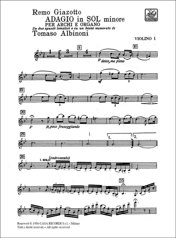 Tomaso Albinoni Adagio in sol minore (g minor) Kammerensemble