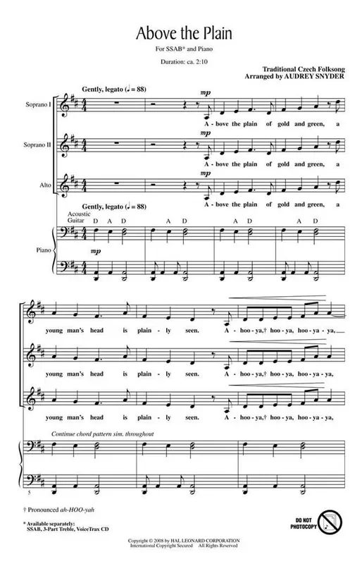 Traditional Above the Plain (Arr. Audrey Snyder) Gemischter Chor mit Begleitung
