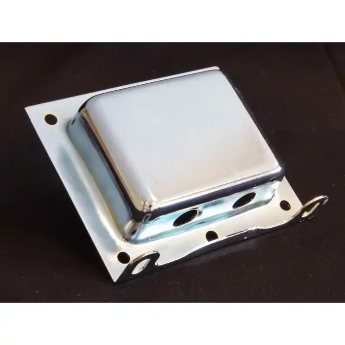 Transformer end bell for 4 1/2″ (EI114) lamination, silver-zinc finish, s