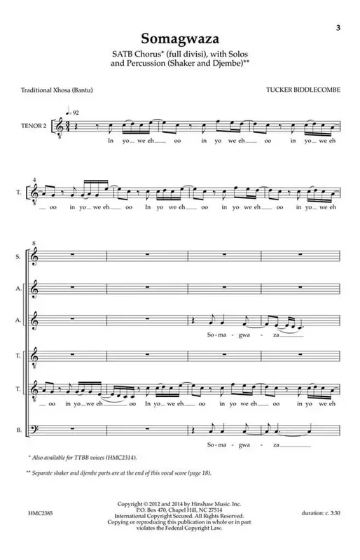 Tucker Biddlecome Somagwaza (Arr. Tucker Biddlecome) Gemischter Chor mit Begleitung
