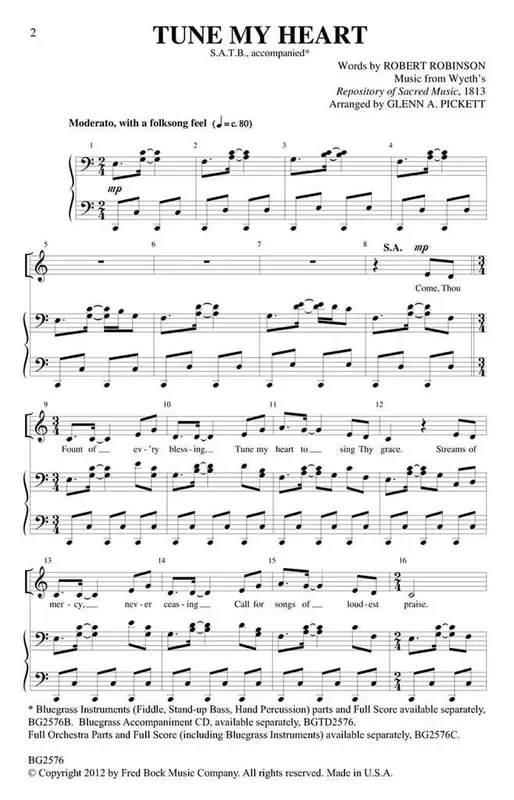 Tune My Heart (Arr. Glenn A. Pickett) Gemischter Chor mit Begleitung