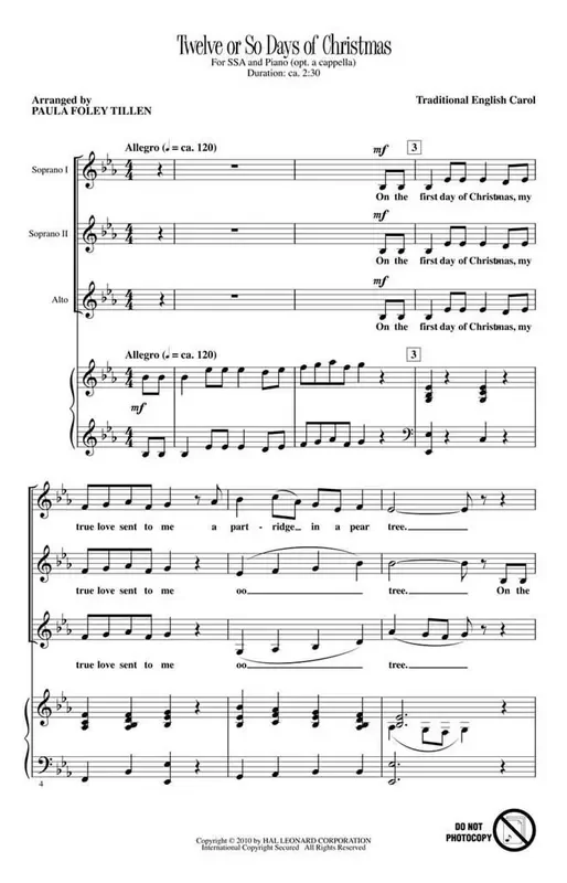 Twelve Or So Days Of Christmas (Arr. Paula Foley Tillen) Frauenchor mit Begleitung
