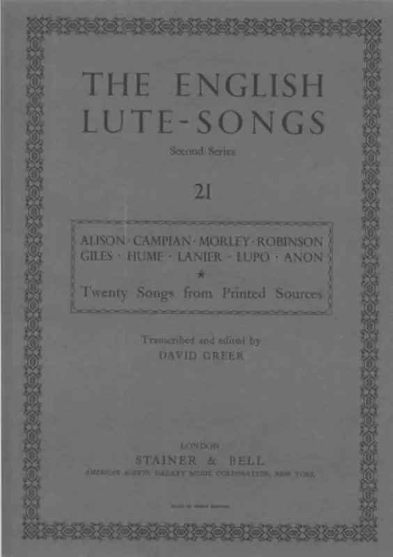 Twenty Songs From Printed Sources Gesang mit Klavier