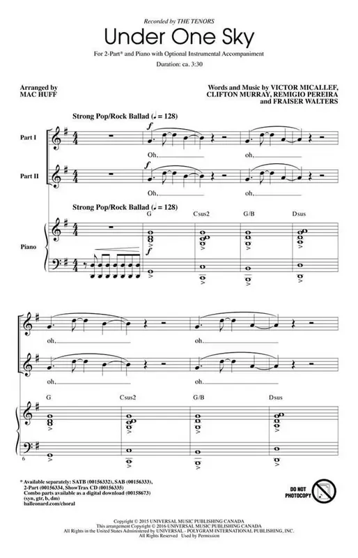 Under One Sky (Arr. Mac Huff) Frauenchor mit Begleitung