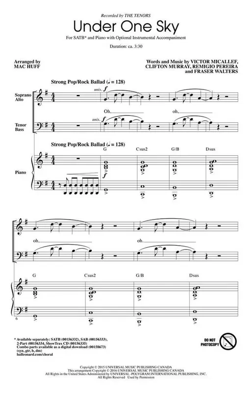 Under One Sky (Arr. Mac Huff) Gemischter Chor mit Begleitung