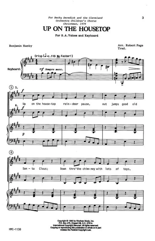 Up On The Housetop (Arr. Robert Page) Frauenchor mit Klavier/Orgel